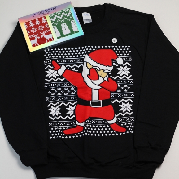 Dolls Kill Size Small Dabbin' Santa Black Sweater + Socks Bundle NWT - Picture 5 of 16